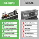 30 Inch Silicone Stove Top Shelf Magnetic for Kitchen, Strong Magnetic Heat Resistant Spice Rack Organizer for Over Stove Oven - (Black)