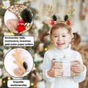 3 x Reindeer Antlers Headband Christmas Hairbands With Gold Glitter Elk Antlers Bell Design