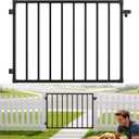 Deck Gate Outdoor, 36''H x 48''W Metal Porch Gate Kit with Latch and Hinge, Heavy Duty Steel Anti-Rust Fence Door for Deck Railing Patio Garden Yard, Black