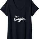 Women's Eagles V-Neck T-Shirt (XXL, Black)