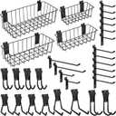 Heavy-Duty Slatwall Baskets and Hooks - Slatwall Accessories for Standard Slatwall Panels | Ideal for Organizing Garages and Workshops, Black 