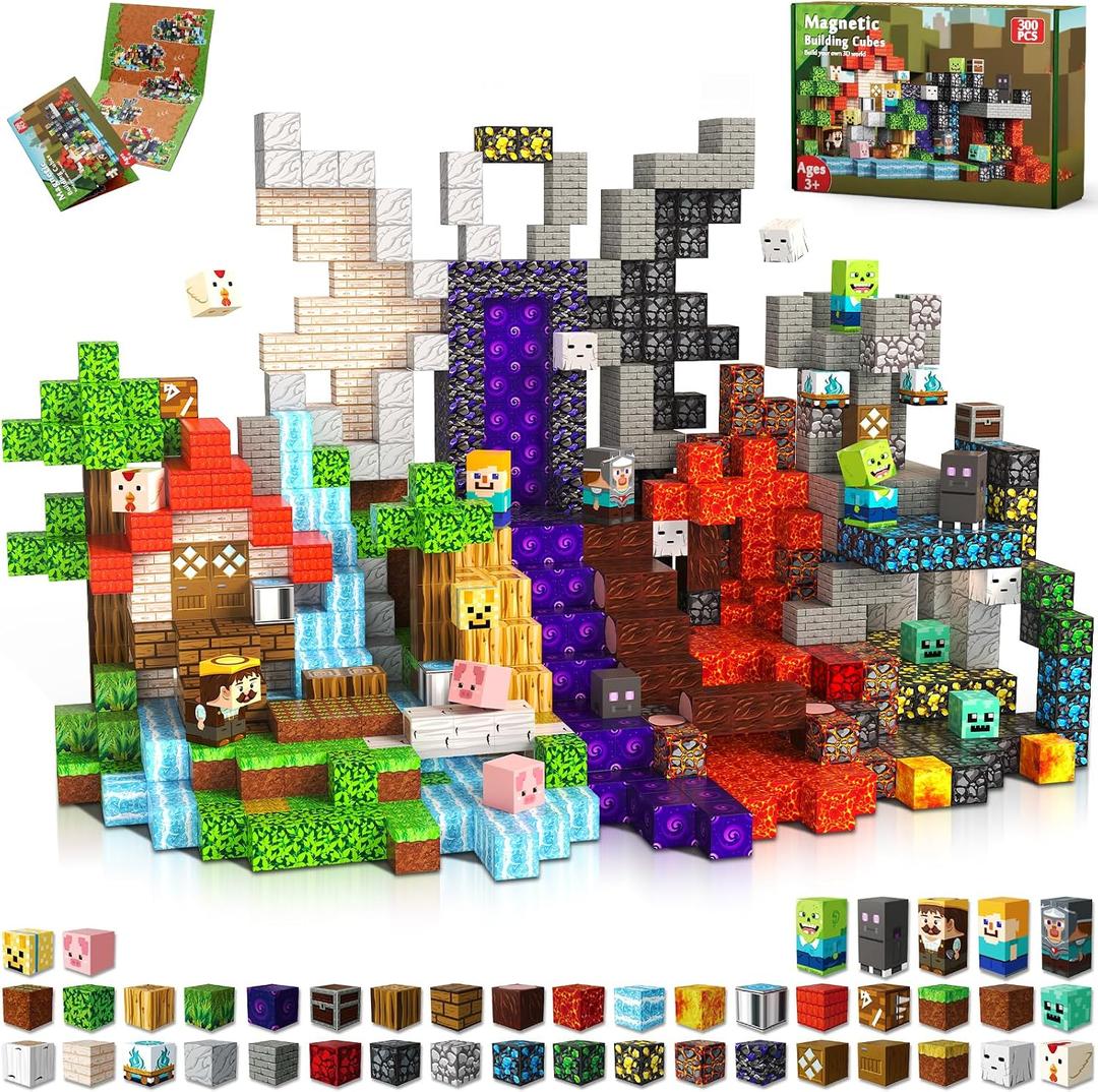 Magneverse 300 PCS 0.8in Magnetic Blocks - Magnet Toys for Kids, Magnetic Building Blocks Cubes, Stacking Magnets, School STEM Toys Birthday Gifts for Boys and Girls Age 3+ Years Old (Theme: Portal)
