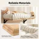 FUKUMARU Cat Wall Shelves, Cat Walls Furniture with Soft Bed, Solid Rubber Wood Floating Shelf, Kitten Window Perch for Sleeping, Playing and Scratching