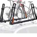 TOOENJOY Rooftop Bike Rack for Car SUV, Upright Roof Mount Bicycle Rack with 2 Arms for Movable Crossbar, 2 Bike Carrier