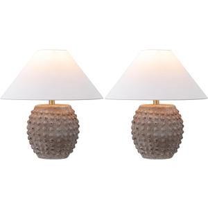 JONATHAN Y JYL5601C-SET2 Effie 18.25" Minimalist Scandinavian Ceramic/Iron Hobnail LED Table Lamp for Bedroom, Living Room, Office, College, Nightstands and Coffee Table, Matte Taupe (Set of 2)