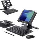 Desk Stand and Bluetooth Keyboard Combo for Samsung Galaxy Z Fold 7/6/5, 4 in 1 Set Include Mouse Pen, Adjustable Foldable Tablet Stand Holder Fits for Z Trifold, 4.7"-13" Smartphones Tablet (Black)