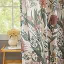 Linen Botanical Curtains 63 Inch Length Pair Whimsical Protea Flower Garden Curtains Retro Farmhouse Light Filtering Window Curtain Panels for Dining Room Country Cottage Home Decor 50" W x 63" L (Brick Red)