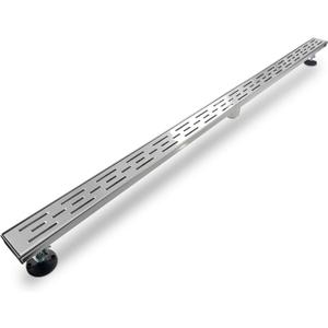 Linear Shower Drain, Shower Drain 60 inch with Bar Pattern Grate, Durable AISI 304 Stainless Steel Shower Drain, Linear Drain with Hair Strainer and Leveling Feet