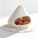 Ceramic Palo Santo Holder Burner,Incense Cone Holder,Mini Chiminea for Palo Santo Sticks and Sage Burner,with Handmade Heat Insulated Mat,Dust Brush,Metal Tweezer (White)