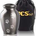 PCS Memorial Pet Cremation Urns for Dogs and Cats Ashes, Paws Engraved Pet Urn,Dog Keepsake Urns for Ashes-Small (S(0-45lbs), Silver,vertical Paw)