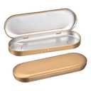 uxcell 2 Pcs Metal Tin Box Container, 6.9x2.4x0.7 Inch Oval Empty Hinged Lid Box Mini Portable Storage Containers for Candy Drawing Pin Crafts, Champagne