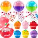 24pcs Easter Basket Stuffers for Kids,Valentines Day Gifts for Kids Classroom-Lollipop-Shaped Slime with Cards,Valentines Day Cards for Kids School Classroom,Slime kit for Girls Boys
