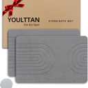 Home Bath Stone Mat 24"x16" (2-Pack) Quick-Dry, Non-Slip Diatomaceous Earth Mat, Stylish & Absorbent, Gray Semicircle