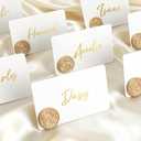 UNIQOOO 24Pcs Magnolia Wax Seal Place Card Holders, Light Gold Name Card Holders for Wedding Engagement Decor, Tea Party Table Setting, Name Tag, Party Food Labels