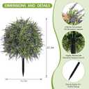 2pcs Artificial Topiary Boxwood Ball with Lavender, UV Resistant Fake Plant Shrub Bushes Tree with Ground Spike for Outdoor Indoor Planter Front Porch Garden (Purple)