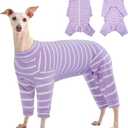 Kuoser Recovery Suit for Medium Dogs After Surgery, Long Sleeve Dog Surgery Recovery Suit, Dog Onesie for Abdominal Wounds Skin Disease, Purple L (L (Back Length: 16.9''))