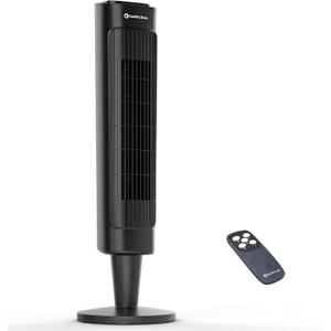 Comfort Zone 36-Inch Oscillating Tower Fan with Remote Control Quiet Cooling Fan for Bedroom and Office, 3 Speeds & 3 Modes (Normal, Natural, Sleep), 12-Hour Timer, Space-Saving Design, Black