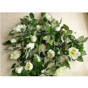 EdricShop 90cm Artificial Silk Rose Garland Fake Flower Ivy Vine Leaf Garland Plants 2 Bunches for Home Decor Wedding Arch Flowers - (Color: Ivory)
