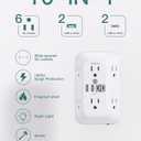 Addtam Surge Protector Outlet Extender, 6 Outlet Splitter with Night Light and 4 USB Wall Charger(2 USB-C Ports), Multi Plug Wall Outlet Power Strip for Home Office Dorm Room Essentials