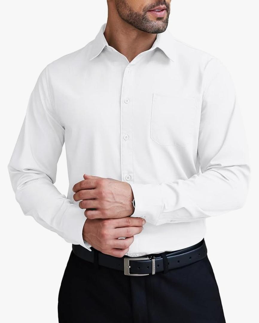 Mens Dress Shirts Wrinkle Free Long Sleeve Button Down Shirts Formal Business Shirt Size 40