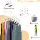 Legging Organizer for Closet, Metal Yoga Pants Hanger w/Rubber Coated 2 Pack w/10 Clips Hold 20 Leggings, Hangers Space Saving Hanging Closet Organizer for Closet Organizers and Storage-White