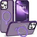 Compatible with iPhone 16 Pro Max Case with Invisible Magnetic O-Ring Stand Military-Grade Translucent Case for iPhone 16 ProMax 6.9" [Compatible with Mag-Safe][Great Grip Feeling], Purple