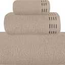 Ultra Soft 3 Pack Cotton Towel Set, Contains a Bath Towels 28x55 inch, a Hand Towels 16x24 inch & a Wash Coths 12x12 inch, Ideal Everyday use, Compact & Lightweight - Tan