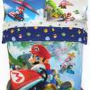 Super Mario Kart Game Kids Bedding Set, Full Size, 5-Piece Super Soft Cozy Reversible Comforter & Sheet Set (Officially Licensed Product) by Franco | Durable, Reversible, Officially Licensed