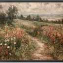 LUCKLYDOUDOU Poster Wall Art Picture Wildflower Field Wall Art Print Nature Flower Landscape Botanical Canvas Minimalist Art Poster Living Room and Bedroom Office Decoration 16x24inch Metal Frame