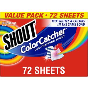 Shout Color Catchers for Laundry, Allow Mixed Washes, Prevents Color Runs and Maintains Original Clothing, 72 Count