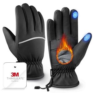 Winter Gloves Men Women Made with 3M Insulation & Plush Lining, -10°F Windproof & Water-Resistant Snow Gloves for Cold Weather, Ski Glove with Reflective Strips & Touchscreen Fingers for Running