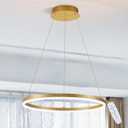 Modern LED Ring Chandelier Gold Dimmable Round Chandelier Dinning Room, Hanging Light with Remote Control Circular LED Pendant Light for Kitchen Island Living Room Entryway, 3000K-6500K