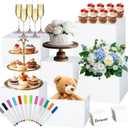 6 Pcs Buffet Risers with Markers and Signs, Risers for Display for Food, Jewelry Display, and Daily Organization, Acrylic Food Risers, Cube Boxes Nesting Riser (Sizes: 3",4",5",6",7",8" (White)