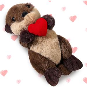 Sea Otter Stuffed Animal Plush Floating River Otter Cute Plushie Toys Stuffed Animal Girlfriend Boyfriend Ocean Birthday Mother Day Plush for Mom Gift(Heart)