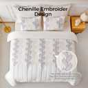 UNIKOME Boho Tufted King Size Comforter Set, Shabby Chic, Ivory White