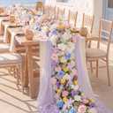 72inch Aisle Flower Garland with Chiffon Sheer Drape, Multi-Color Artificial Flowers Rose with White Butterfly Orchid, Floral Runner for Wedding Arch, Backdrop, Reception Table Decor, Ceremony Pathway