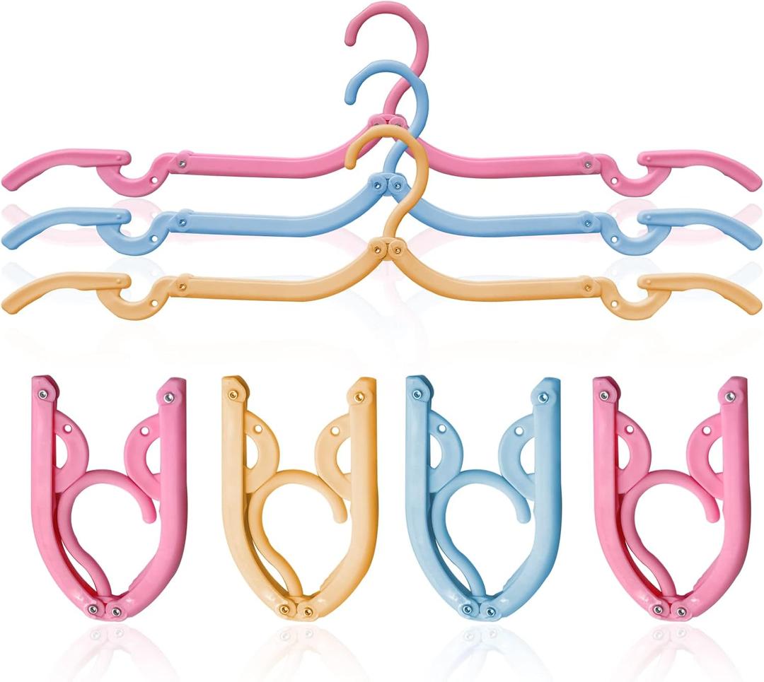 12 Pcs Travel Hangers,Portable Folding Clothes Hangers Clothes Drying Rack for Home and Travel 3 Color