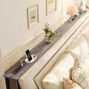 SUPERJARE 102 Inch Sofa Table with 2 Power Outlets and USB-C Ports, 5.9 Inch Narrow Console Table with Storage, Extra-Long, for Entryway Hallway Couch Behind Sofa, Small Spaces, Living Room, Grey
