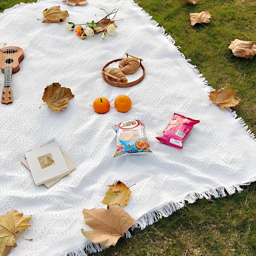 Outdoor Picnic Blanket Sandproof - Portable Lightweight Blanket T-Grid Picnic Mat for Beach, Camping, Park, Lawn, Concert & Wedding Photoshoot Indoor Bohemian Decor Machine Washable70.86x90.5inch