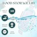 2 Pcs 2/3/5 Cups Plastic Food Storage Lid with Green Gasket Leakproof Airtight Lockable Replacement Clear Storage Lid for Kitchen Bowl