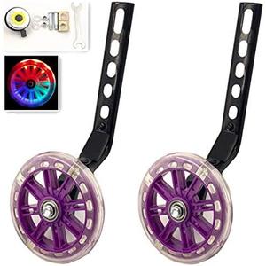 a Pair of Children's Bicycle Riding Flash Silent Training Wheels, Suitable for 12-20 inch Single Speed Bicycles (purple)