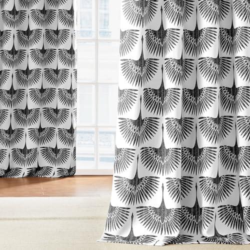 KGORGE Geometric Print Curtains Blackout - Floral & Animal Pattern Window Curtains for Living Room, Meeting Room, Thermal Insulated Darkening Drapes for Home Office, 52" W x 120" L, Black, 2 Pcs