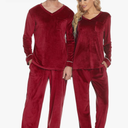 Ekouaer Couples Matching Pajamas Sets Velvet PJs Set for Men and Women Velour Long Sleeve Sleepwear Size M