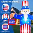 7FT 4th of July Inflatables Decorations Outdoor Uncle Sam Holds American Flag, Bright LED Lights Patriotic Independence Day Blow Up Decor for Yard Party Garden Parade Float Holiday