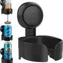 TAILI Suction Cup Wine Glass Holder for Shower, Removable Wall-Mounted Bath Cup Holder for Beer, Wine, Drinks, Enjoy in The Spa, Bathroom, Kitchen, etc. Black