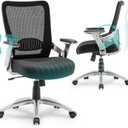 SUNNOW Office Chair, Ergonomic Computer Desk Chair, Sturdy Executive Task Chair - Adjustable Lumbar Support, Flip-up Arms, Tilt Function, Comfy Wide Seat, Swivel Mesh Home Office Desk Chairs (Black), Medium