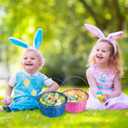 JOYIN 3 Pcs Easter Bamboo Baskets with Polka Dots Lining and Handle, Woven Easter Eggs Hunting Bucket, Wicker Candy Toys Storage Baskets for Picnic, Gift Packing, Party Favors Decorations(10" X 12")
