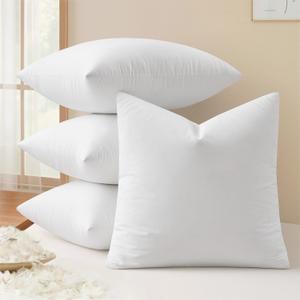MIULEE Pack of 4 26x26 Euro Pillow Inserts, Premium Feather and Down Decorative Throw Pillows, Fluffy and Choppable, Cotton Fabric for Sofa Bed Couch