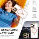 Fiyart Designed for iPhone 16 Pro Max Case,Compatible with MagSafe Plating Removable Lens Cover Clear Magnetic Shockproof Phone Bumper for Women Girls 6.9"-Pink