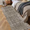 2.6x8 Brown Grey Vintage Washable Runner Rugs for Hallway Kitchen Boho Hallway Carpet Low Pile Non-Slip Retro Distressed Accent Throw Rug for Entryway Bathroom Bedroom